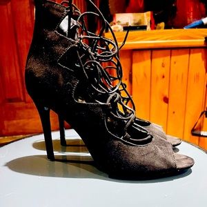 Lace up front strappy heels